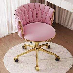 Silla de <span class=keywords><strong>Escritorio</strong></span> de Diseño Moderno con Detalles Dorados, <span class=keywords><strong>Taburete</strong></span> de Tela para Dormitorio, para Uso en el Hogar, para Tocador - Product Image 2