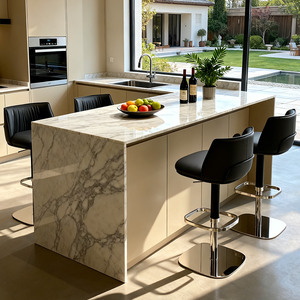 Adjustable <b>Leather</b> Upholstered Swivel <b>Bar</b> <b>Stools</b>, Counter Height Chairs with Back for Kitchen Island - Product Image 1
