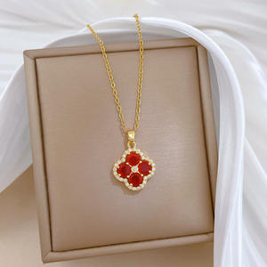 Collares de Moda con Cadenas, Collar con Diamantes Completos en Forma de Flor, Micro Conjunto de Diamantes, Collar con Colgante - Product Image 6