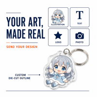 Porte-clés en acrylique personnalisé imprimé anime, vente en gros, faible MOQ, acrylique 3mm, découpé sur mesure, fermoir mousqueton, bord poli