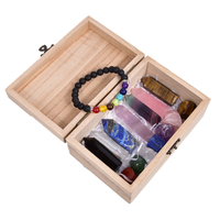 Vente en gros de gravier de cristal naturel, pierres de guérison, coffret en bois, ensemble de 7 pierres des chakras pour la méditation