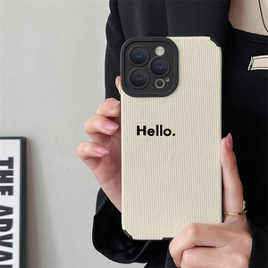 Funda de teléfono de cuero suave con letras Hello para IPhone 16 14 12 13 11 Pro MAX XR XS 7 8 Plus SE, funda de silicona blanca a prueba de golpes - Product Image 4