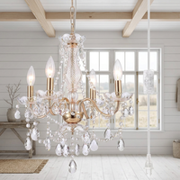 Lustre en cristal à 4 lumières en or français de luxe pour la maison, le restaurant, l'hôtel, la cuisine