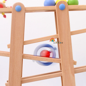 Pista de madera para montaña rusa con bolas, juego de deslizamiento de madera de haya para niños, para jugar en casa - Product Image 4