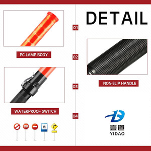 Bastón de Señalización de Tráfico Portátil de 54 cm de Buena Calidad, con Batería, Luz LED Roja Intermitente, Bastón de Advertencia de Seguridad - Product Image 5