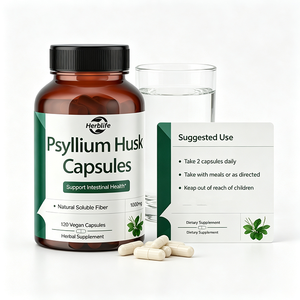 Cápsulas de Cáscara de Psyllium de Marca Privada OEM, Fibra Soluble Natural, Cápsulas Veganas, Favorecen la Salud Intestinal, Suplemento Herbal - Product Image 4