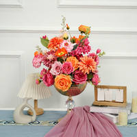 Boule de fleur artificielle de mariage de 30 cm, décoration de boule de fleur artificielle orange et rose de haute qualité pour décoration de table de mariage