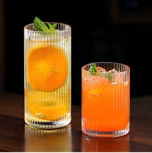 BAMBUS Bicchieri in Vetro Personalizzati all'Ingrosso, Design Semplice a Righe, per Acqua, Caffè, Succo, Bevande Fredde, Latte, Ecologici per Bar e Famiglia - Product Image 6