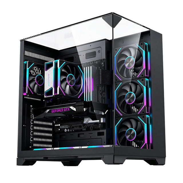 Zeromaster M-ATX Gaming PC Case Mid Tower Aluminum Alloy RGB Tempered Glass 7 Fan Slots 360mm AIO Support 400mm GPU Desktop