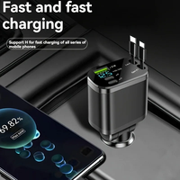 Chargeur de voiture à charge rapide 120W 4 en 1 multifonction avec projection de ciel étoilé, câble rétractable, affichage numérique