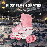 Rollers Électriques à Quatre Roues Réglables en Carbone pour Enfants, Patins à Roues Alignées Convertibles avec Roues Lumineuses, Taille Unique
