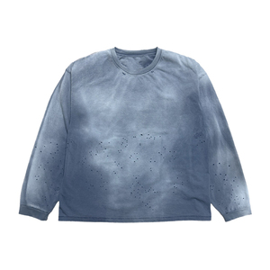 Camiseta de Manga Larga Oversize para Hombre, Negra, de Algodón Jersey, Cuello Redondo, Casual, Transpirable, Tejida, Diseño de Color Sólido - Product Image 2
