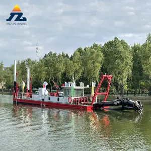 Mariene Binnenste Rivier Doel Goudwinning Zandbaggerproject Werkbootsnijder Zuigzuiger Met Vlotter En Pijpleiding