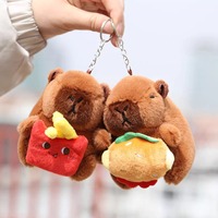 Porte-clés en peluche Capybara Weixi Hamburger Frites, en coton PP, doux et mignon, jouet en peluche, pendentif de sac à dos pour couple, petite chaîne