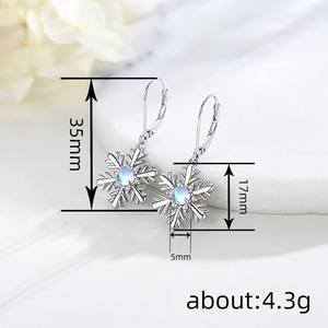 Orecchini Pendenti a Fiocco di Neve per Donne, Eleganti Gioielli Invernali, Accessorio di Moda per Uso Quotidiano - Product Image 3