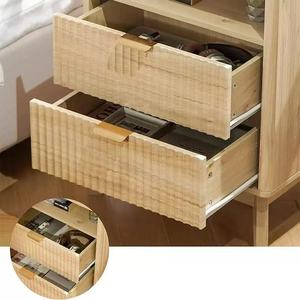 Custom-made wooden minimalist <b>bedside</b> storage <b>cabinet</b> for <b>small</b> apartments, bedrooms, and living rooms. Solid wood double - Product Image 3