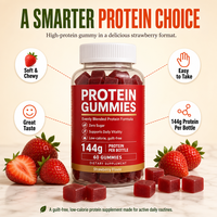 Gummies de protéines de pois pour adultes, sans sucre, saveur fraise, supplément végétal pour la vitalité