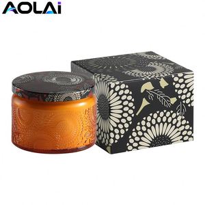 เทียนหอมแก้วทำมือพร้อมฝาโลหะลายนูนทรงกระบอกสำหรับตกแต่งบ้าน - Product Image 3