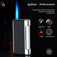Briquet torche gonflable personnalisé en gros avec flamme à jet direct. Briquet à cigares avec gaz butane rechargeable.