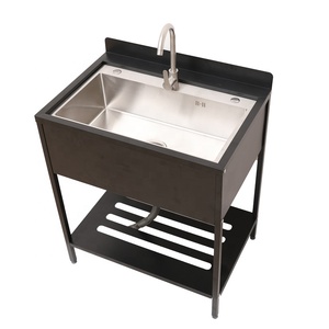 Ensemble complet d'évier de cuisine à <span class=keywords><strong>cascade</strong></span> éviers commerciaux en acier inoxydable grand bol simple avec porte-vaisselle sous les éviers - Product Image 6