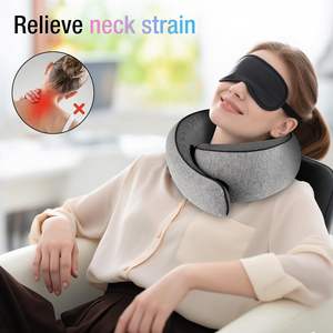 وسادة سفر محمولة على شكل حرف U مصنوعة من الفوم ذو الذاكرة، مريحة للرقبة، قابلة للتعديل، بلون رمادي صلب، متوفرة بالجملة وبتصميم حسب الطلب - Product Image 3