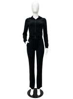 Ensemble de survêtement en velours personnalisable pour femme, deux pièces, avec sweat à capuche court zippé et pantalon évasé, tenue de jogging et de détente en velours, taille XL 6