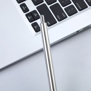 Brushed Stainless Steel Click Gel Ink <b>Pen</b>, Minimalist Slim Metal Retractable Signing <b>Pen</b> Custom Logo for Office Hotel Corporate - Product Image 2