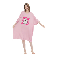 Personnalisé mignon chat imprimer doux été Cool écologique confortable surdimensionné longue lâche rose femmes sommeil t-shirt avec poches