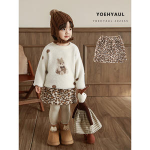 YOEHYAUL D4746 bébé en peluche imprimé léopard <span class=keywords><strong>jupe</strong></span> fille hiver épais chaud 2025 imprimé léopard <span class=keywords><strong>jupe</strong></span> courte petite fille <span class=keywords><strong>jupe</strong></span> pour enfants - Product Image 1