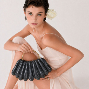 Sac de soirée en acrylique marbré pour <span class=keywords><strong>femme</strong></span>, pochette en forme de coquille, sac à main avec poignée dorée, sac à bandoulière en marbre - Product Image 5