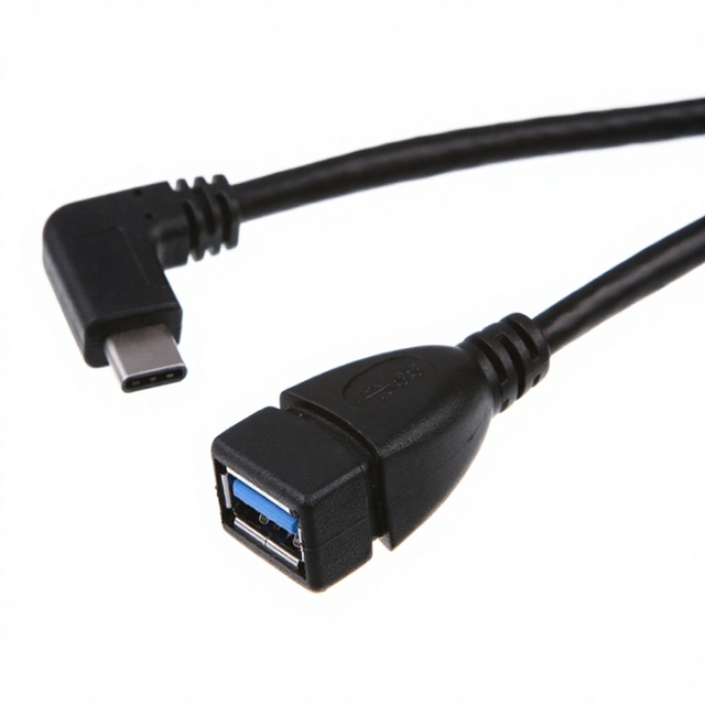 USB 3.0 Type-C to USB Female Copper Core Data Cable Adapter with 90 Elbow for Android OTG and USB Flash Drive Connection