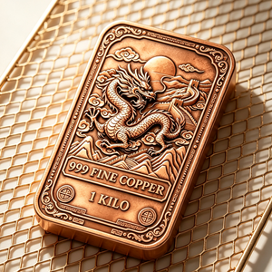 Barra de Cobre Conmemorativa de 1 Kilo con Patrón de la Gran Muralla China y Dragón Mítico Oriental, 999 de Cobre Puro, para Inversión y Decoración de Escritorio - Product Image 5