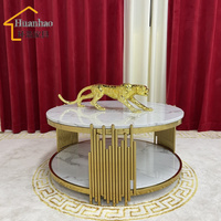 Table basse ronde moderne en acier inoxydable et verre