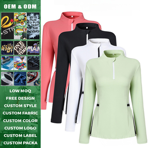 Camiseta de golf personalizada para mujer, manga larga, cuello vuelto, corte ajustado, secado rápido, tela transpirable y elástica, anti UV, deportiva, nueva. - Product Image 2