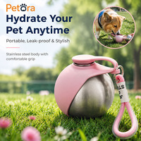 Nouvelle bouteille d'eau pliable en acier inoxydable 304 Petora, étanche, avec cordon de transport, bol en silicone pour chien, personnalisable