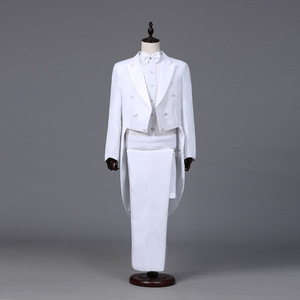 <span class=keywords><strong>Costume</strong></span> pour <span class=keywords><strong>homme</strong></span> avec queue-de-pie, style classique moderne, blanc <span class=keywords><strong>et</strong></span> <span class=keywords><strong>noir</strong></span>, style basique, veste de scène pour chanteur, magicien - Product Image 2