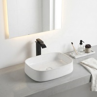Vasque de salle de bain en céramique de haute qualité, blanche brillante, facile à nettoyer, fabriquée en Chine
