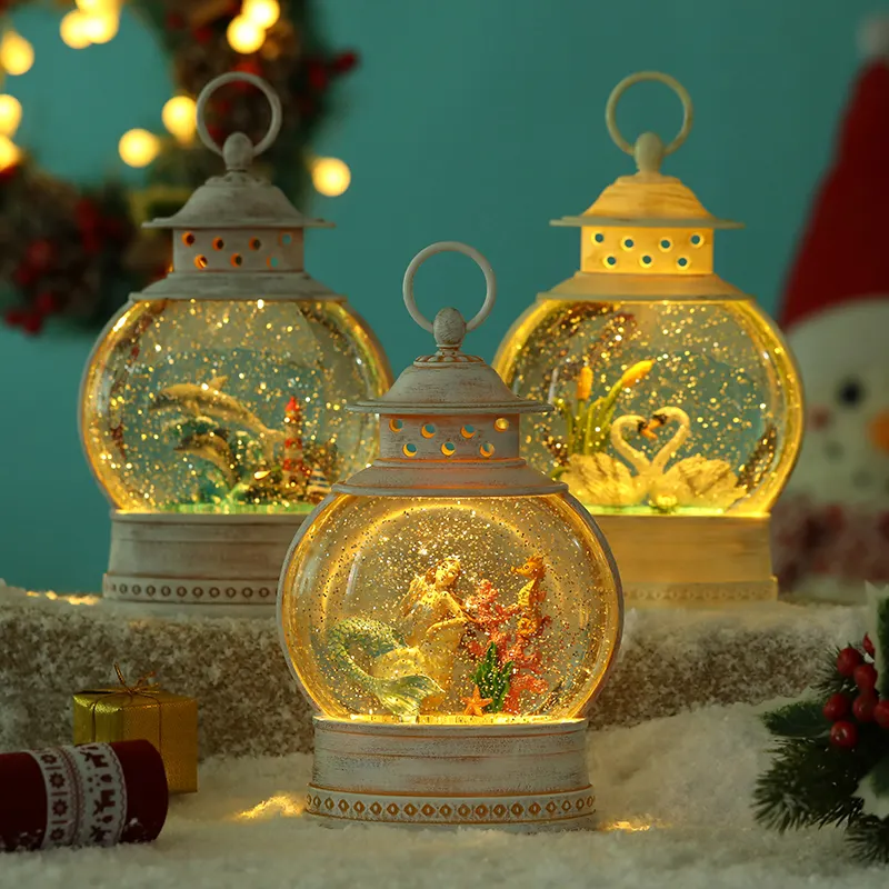 Spot Low Price Children's Day Gift Resin Craft LED Luminous Water Globe Music Box