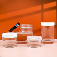 Toples Scrub badan persegi plastik Pet, wadah 100 Gr 200gr 250g 250ml Pot krim kosmetik dengan segel tutup hitam/putih