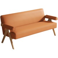 Sillón de Ocio Nórdico Moderno con Estructura de Madera Maciza y Tapicería de Tela para Balcón, Sala de Estar, Dormitorio, Casa de Huéspedes - Mueble para el Hogar No Plegable