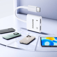 SAMZHE 20cm 2-in-1 Typ-C zu C/C Adapter zum Laden & Hören mit 3,5mm Kopfhörerbuchse für iPhone 17/16/15 iPad, unterstützt Anrufe