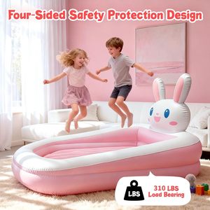 Bunny Shaped Kids <b>Inflatable</b> Travel Bed with Safety Rails for Toddlers Camping Home - Product Image 4