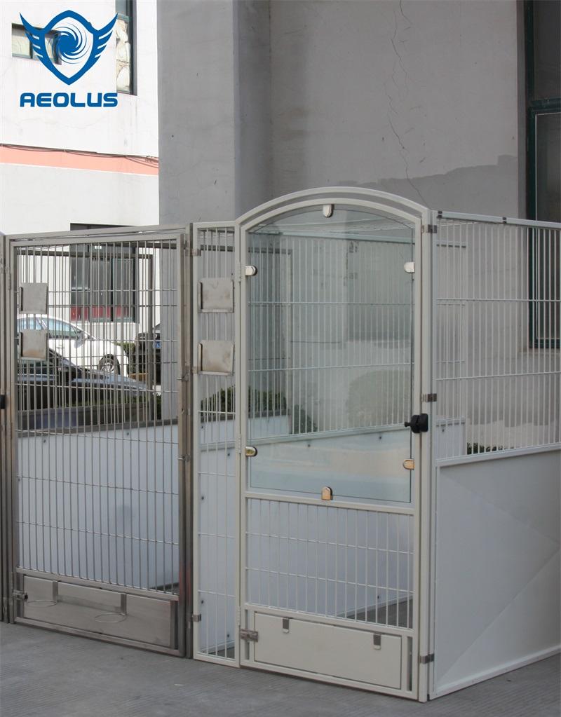 Perrera Galvalume recubierta de polvo con puerta de vidrio templado