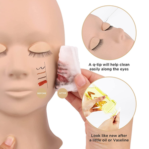 VEYES Paquete al por mayor de maquillaje, suministros <span class=keywords><strong>para</strong></span> extensiones de pestañas, cabeza de maniquí dorada con párpados de repuesto - Product Image 2