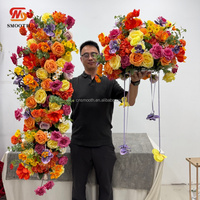 Arrangement floral artificiel vintage lisse orange et jaune, boule de fleurs pour centres de table de mariage et décoration d'événements et de fêtes