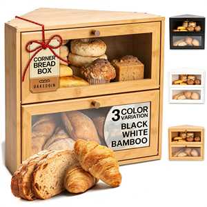 Caja de pan de bambú Caoxian Chenlong de doble capa 40x35x34cm, almacenamiento en esquina para encimera de cocina con puerta transparente - Product Image 1
