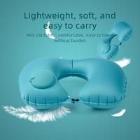 Oreiller cervical auto-gonflable en forme de U avec pompe à pression portable pour les pauses déjeuner de bureau en voyage avec logo personnalisé