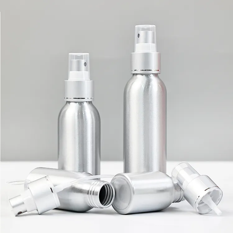 Botol kosmetik aluminium semprot parfum sampo 50ml 100ml kemasan khusus