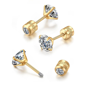 Clous d'oreilles en zircon 20G |   Boucles d'oreilles labret en acier inoxydable plaqué or PVD 18 carats, tige de 0,8 mm, pour piercing de cartilage |   Imperméable et hypoallergénique - Product Image 5