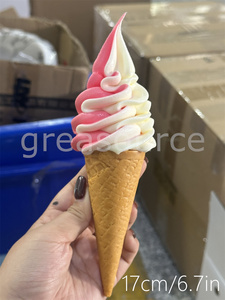 Plastic Simulation Food Model Prop Decoration Double Colors DIY Ice Cream Faux Cone Waffle 17cm 6.7inch Display ASMR Video Show - Product Image 6